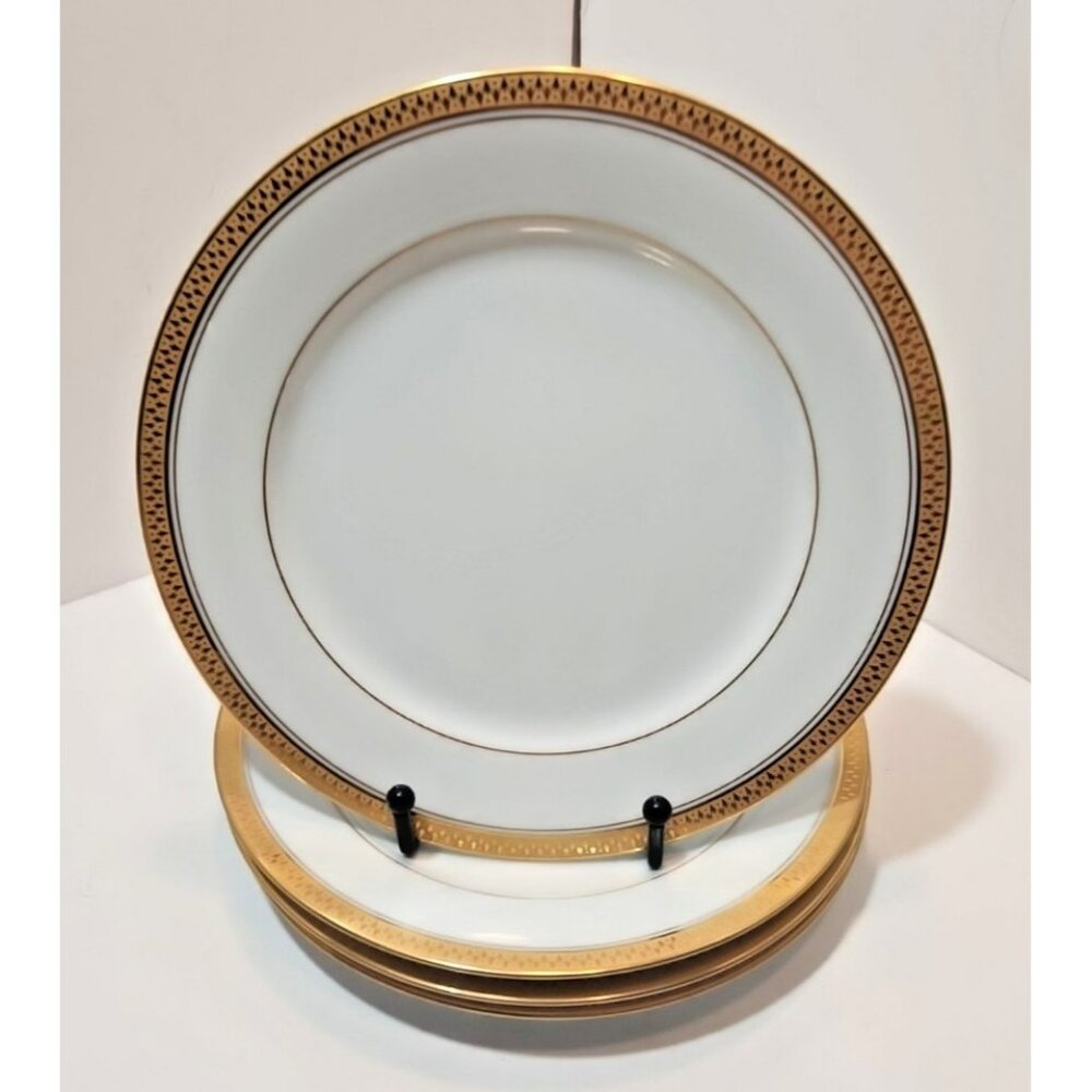 Vtg Noritake 5480 Goldridge Gold Encrusted Band 8.25" Salad Plates Set Of 4